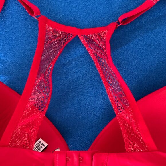 Victoria Secret Women T Shirt Lightly Lined Wireless Bra Size 32DD Red Racerback - Picture 6 of 16